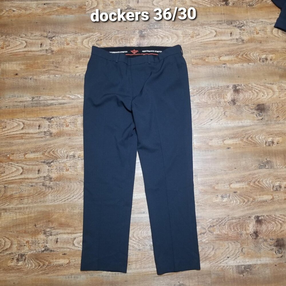 Docker's Pants 36/30 Navy Performance-Stretch Dress Formal Office NWOT